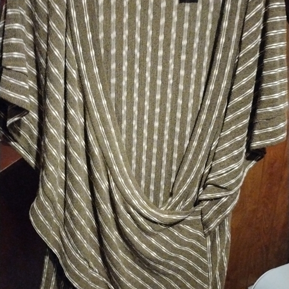 Striped Olive Green Drape Top - Picture 1 of 3